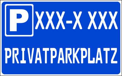 Privatparkplatz mit KFZ Kennzeichen