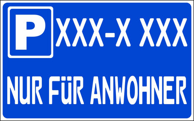 Anwohnerparkplatz mit KFZ Kennzeichen