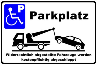 Parkplatzschild Behinderten Parkplatz