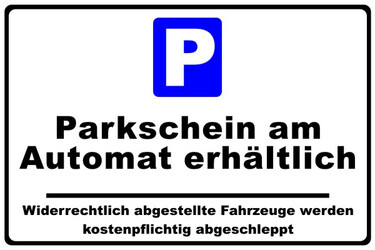 Parkplatzschild Parkschein