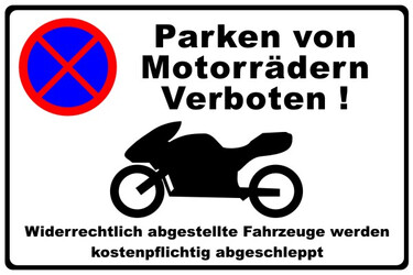 Hinweisschild Motorrad