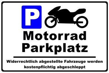 Parkplatzschild Motorrad Parkplatz