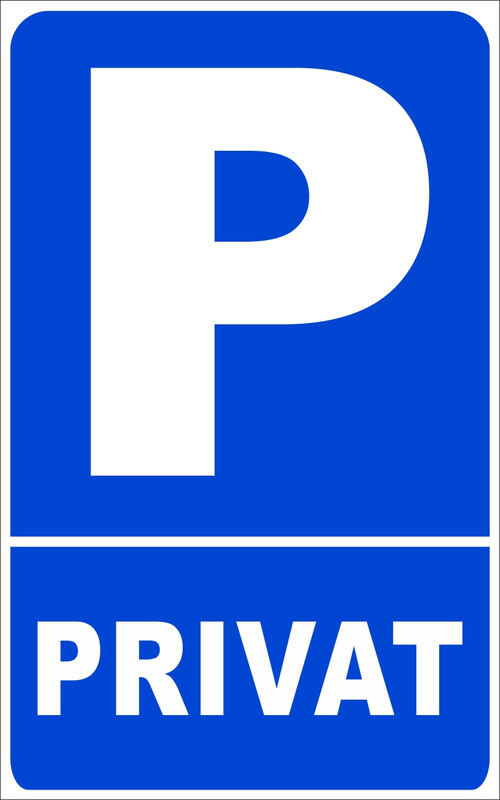 Schild Privatparkplatz mit Kennzeichen