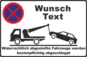 Parkverbotsschild mit Wunschtext zweizeilig